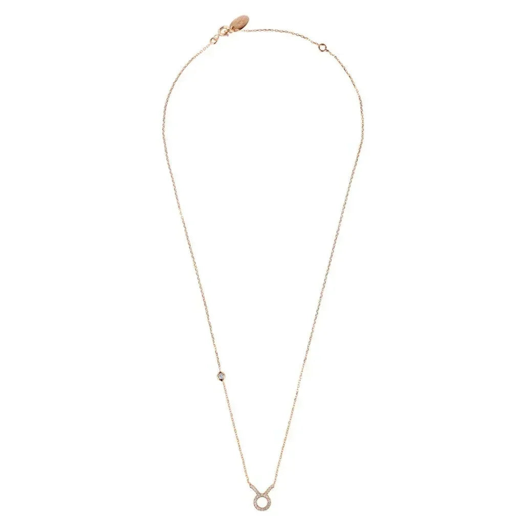 Zodiac Star Sign Pendant Necklace Rose Gold Taurus