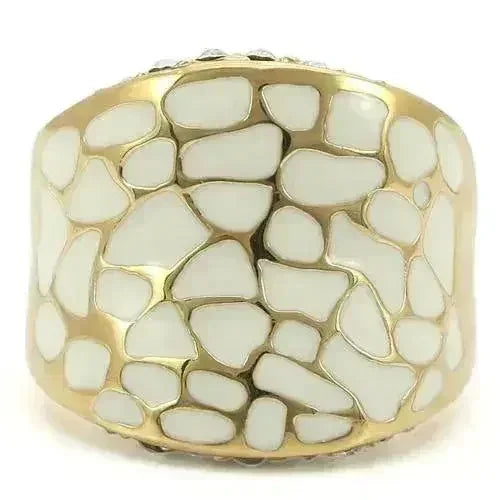 0W379 Gold Brass Ring – 11mm Clear Top-Grade Crystal Statement Piece