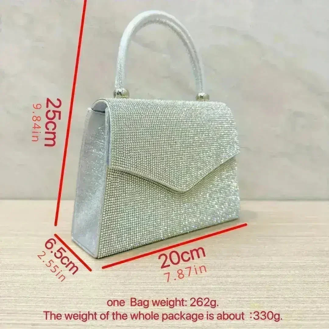 Rhinestone Evening Clutch - Convertible Silver Purse | Femstylo