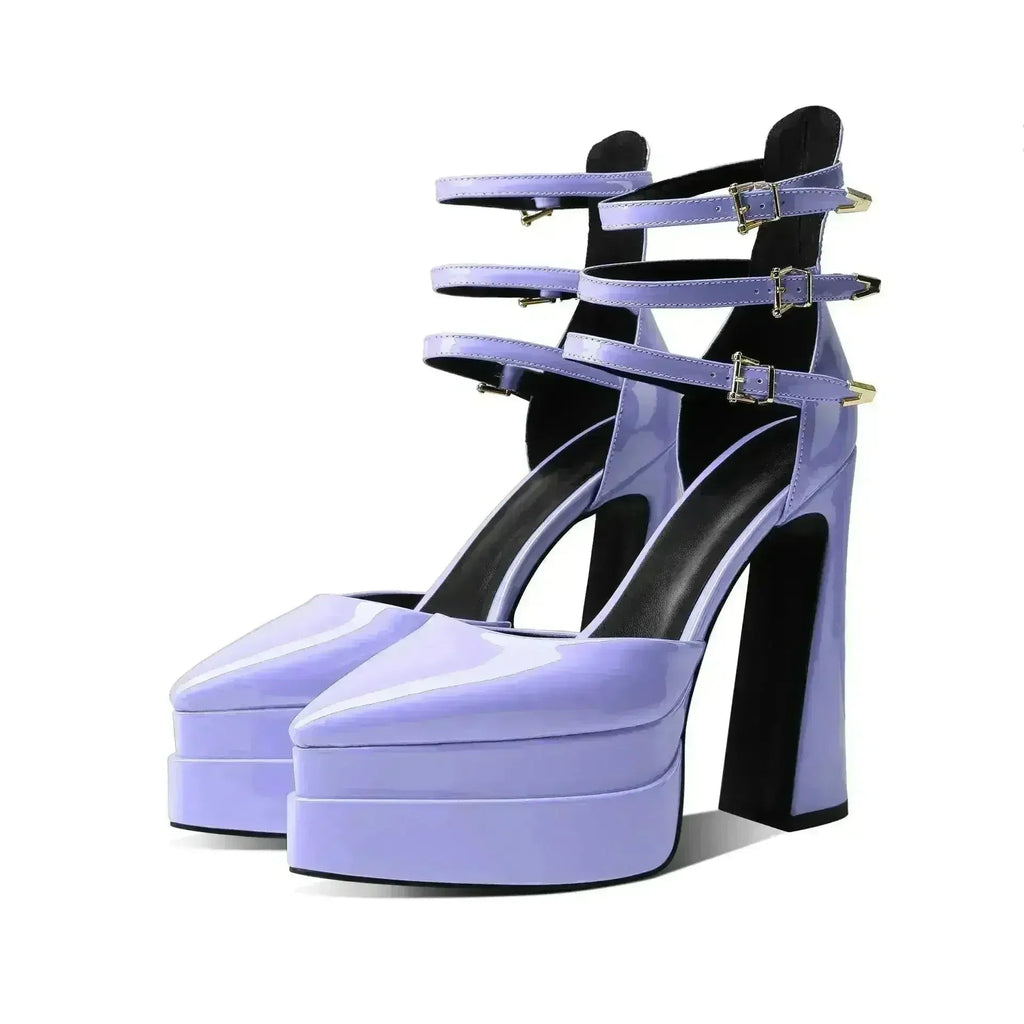 Pointed Toe High Heel Hollow Sandals - 14.5cm Platform Pumps | Femstylo