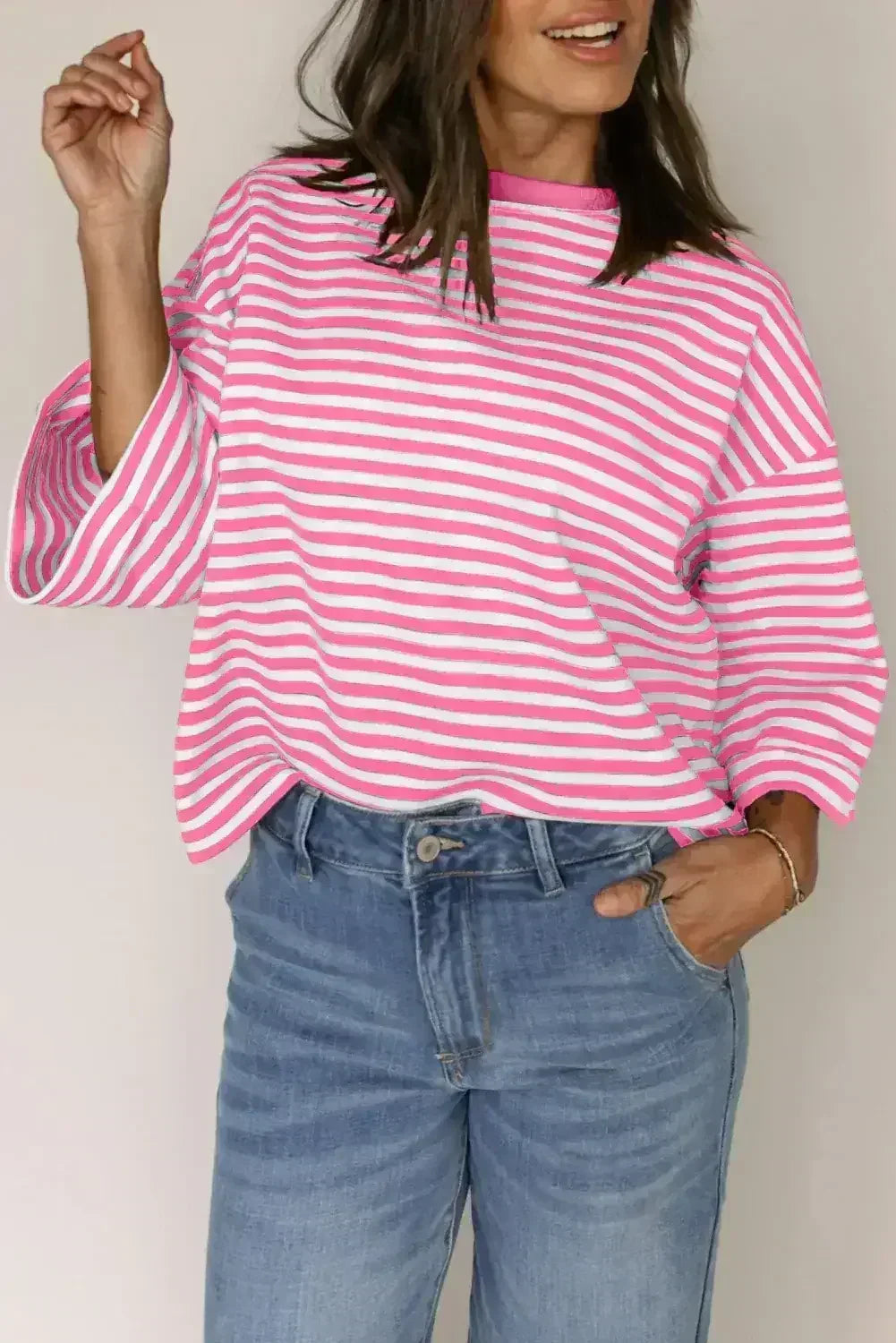 Black Stripe Bowknot Backless T-Shirt