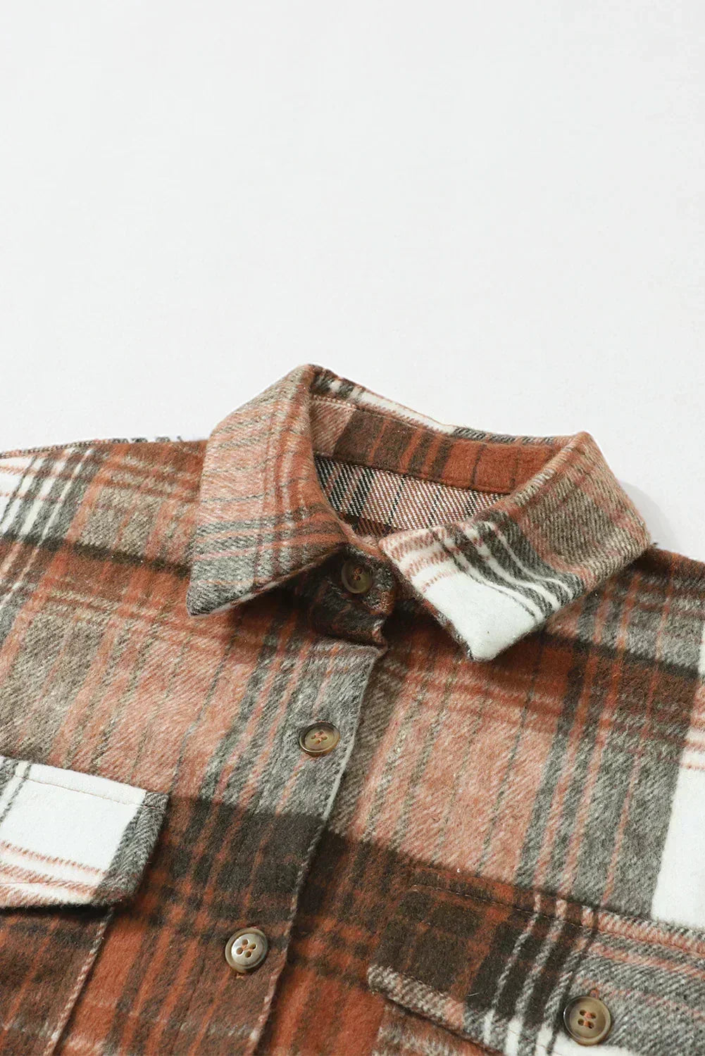 Pink & Grey Button Up Plaid Flannel Shacket – Femstylo
