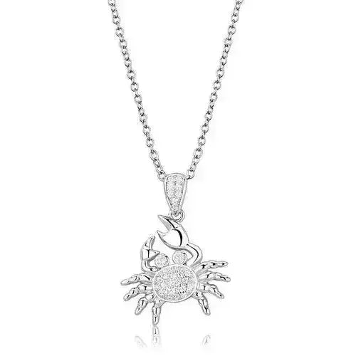3W1377 - Rhodium 925 Sterling Silver Chain Pendant with AAA Grade CZ