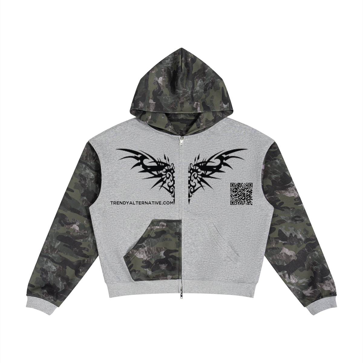 Trendy Chest Piece Camo Hoody