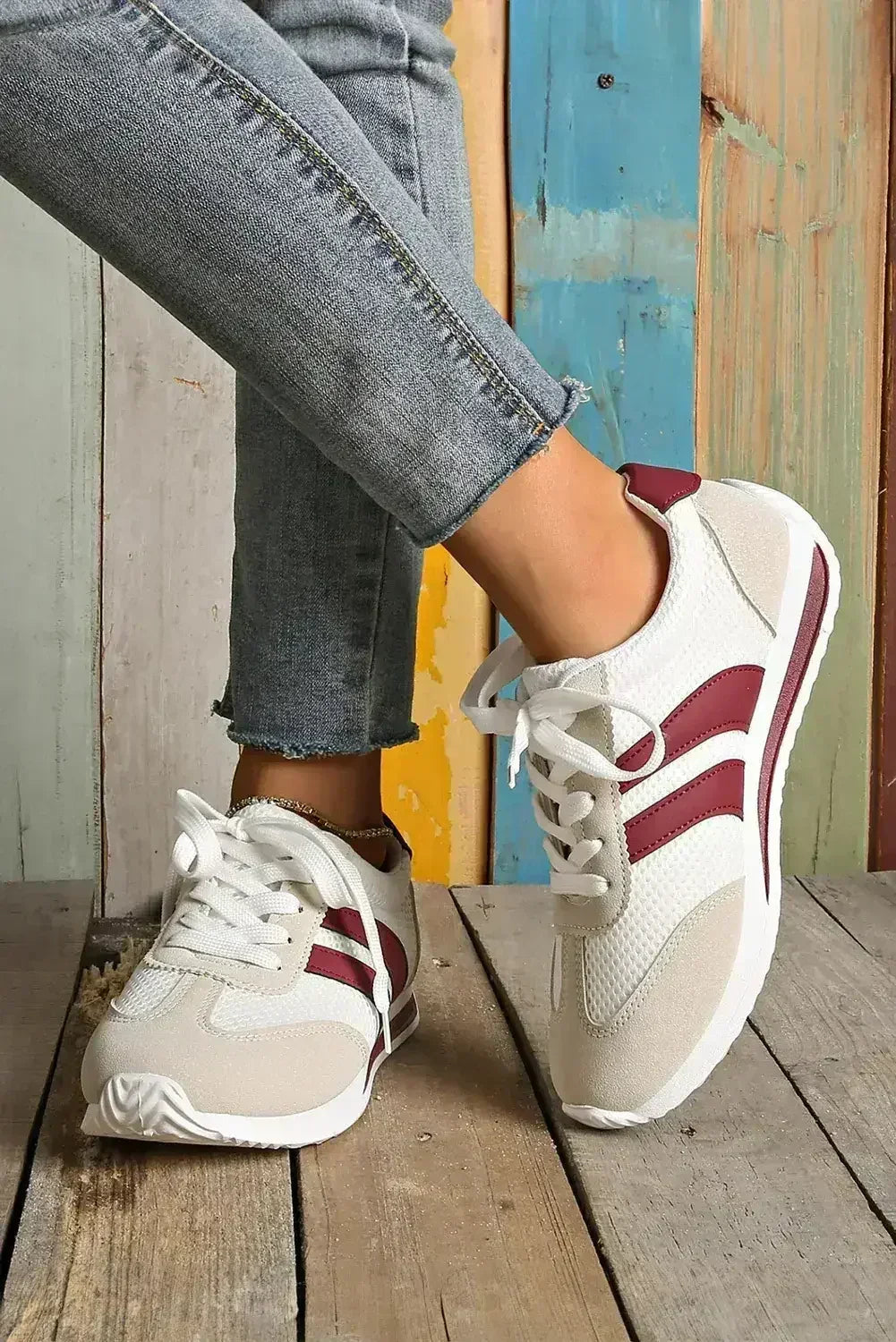 Yellow Patchwork Sneakers - Microfiber Breathable Shoes - Wholesale Comfort