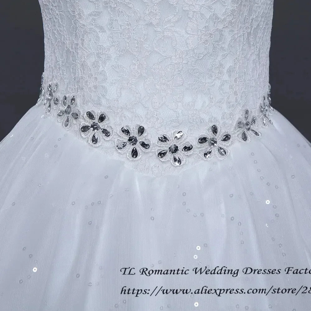 Plus size Vestidos De Novia Real Photo Red pure White Lace O-neck Sequins Wedding Dresses Cheap Princess Bride Gowns Frock HS587