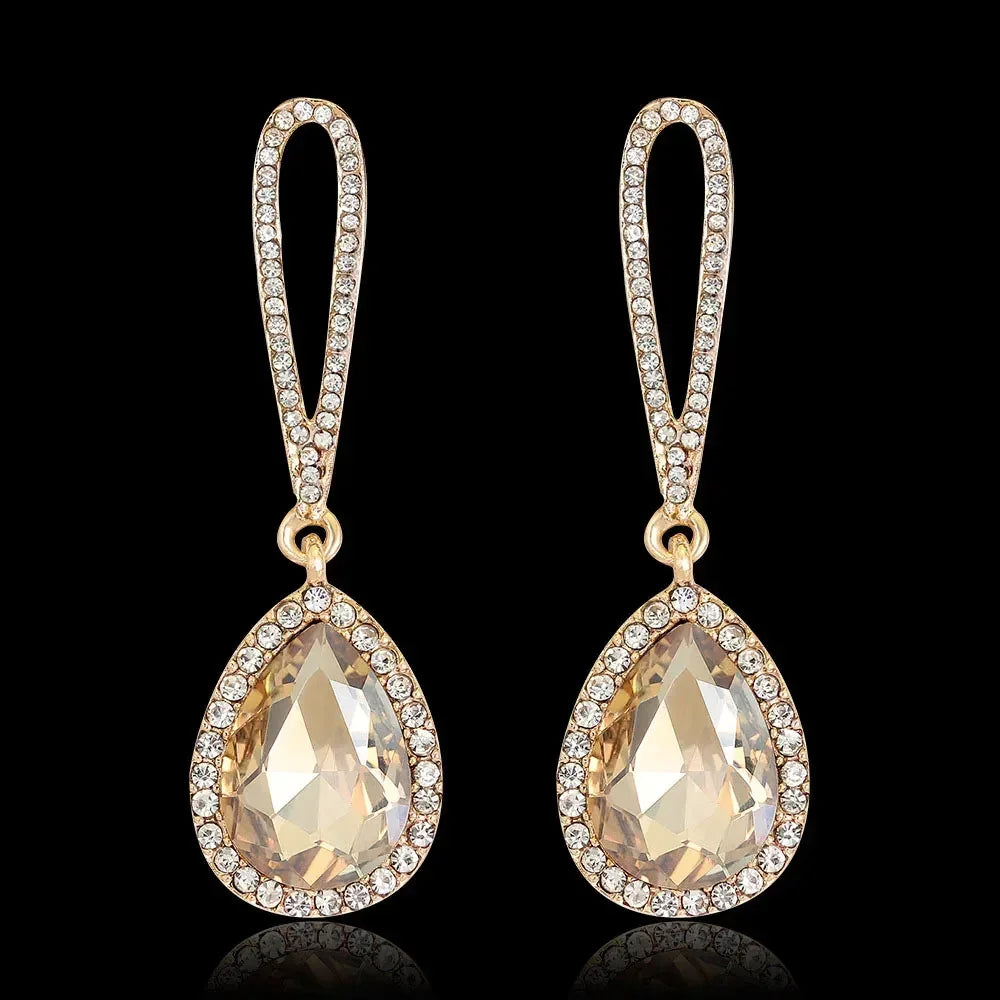 TREAZY Fashion Crystal Wedding Drop Earrings for Women Silver Color Bridal Dangle Earrings Brides Gifts Birthday Party Jewelry