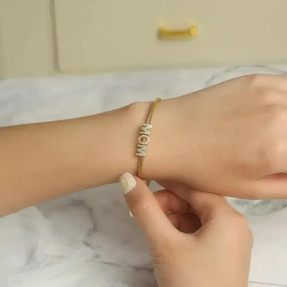 "Mom" Pave Bracelet - Hypoallergenic 316L Stainless Steel Jewelry
