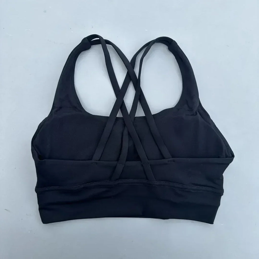 Solid Color Women Cross  Fitness sport Bra soft high strength Tight Top Comprehensive Training Gym Yoga Underwear With Chest Pad