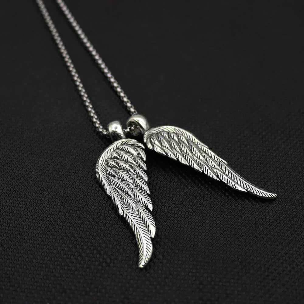 Vintage Plume Wing Necklace Hip Hop Minimalist Personality Pendant For Men Women Gift Jewelry