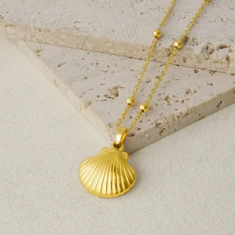 1Pc Temperament Fashion Summer Beach Blue Marine Life Sea Horse Shell Turtle Mini Fish Bead Necklace Classic Clavicle Chain