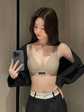MOYISU Lingerie Women's Summer Traceless Small Bra Pull Together No Underwire Jelly Bar Soft Support Tuck Back Bra Cover