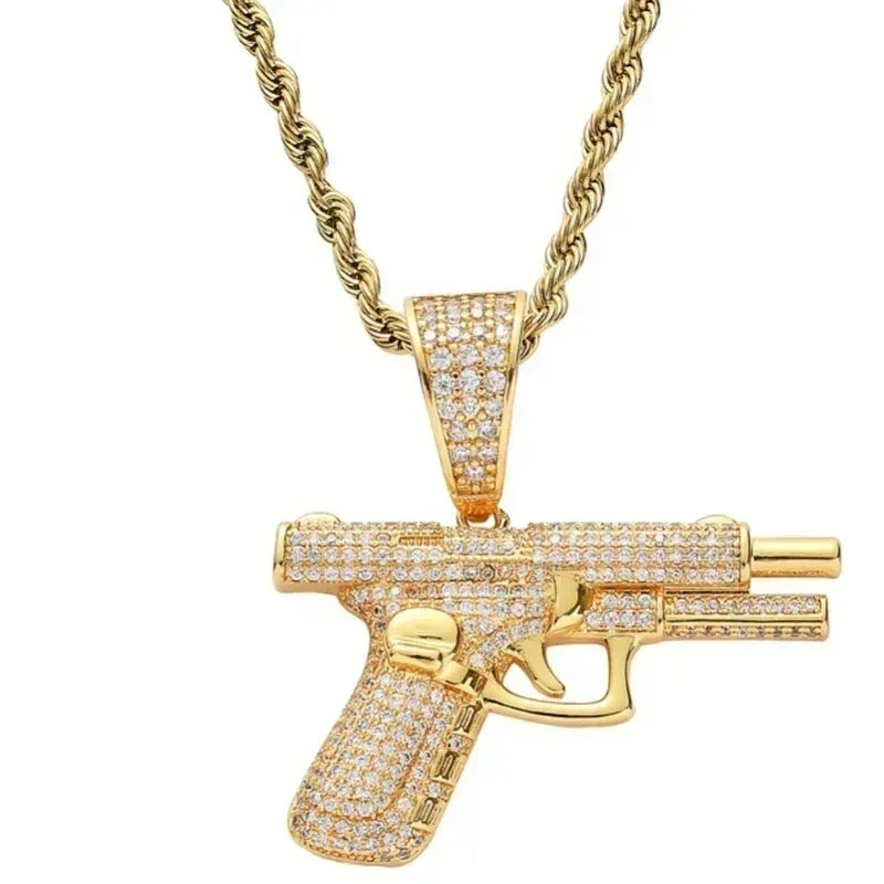 Ice Out Zircon Polite Gesture Middle Finger Necklace Men Women Punk Hip Hop Rap Rock Party Jewelry Gift