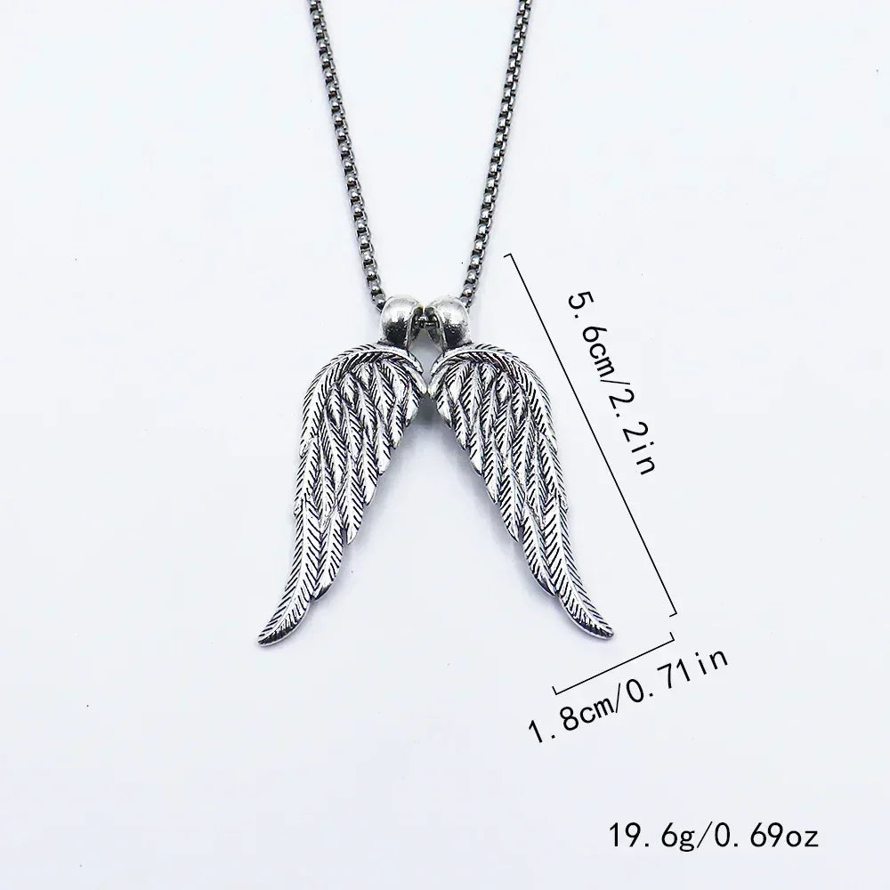 Vintage Plume Wing Necklace Hip Hop Minimalist Personality Pendant For Men Women Gift Jewelry