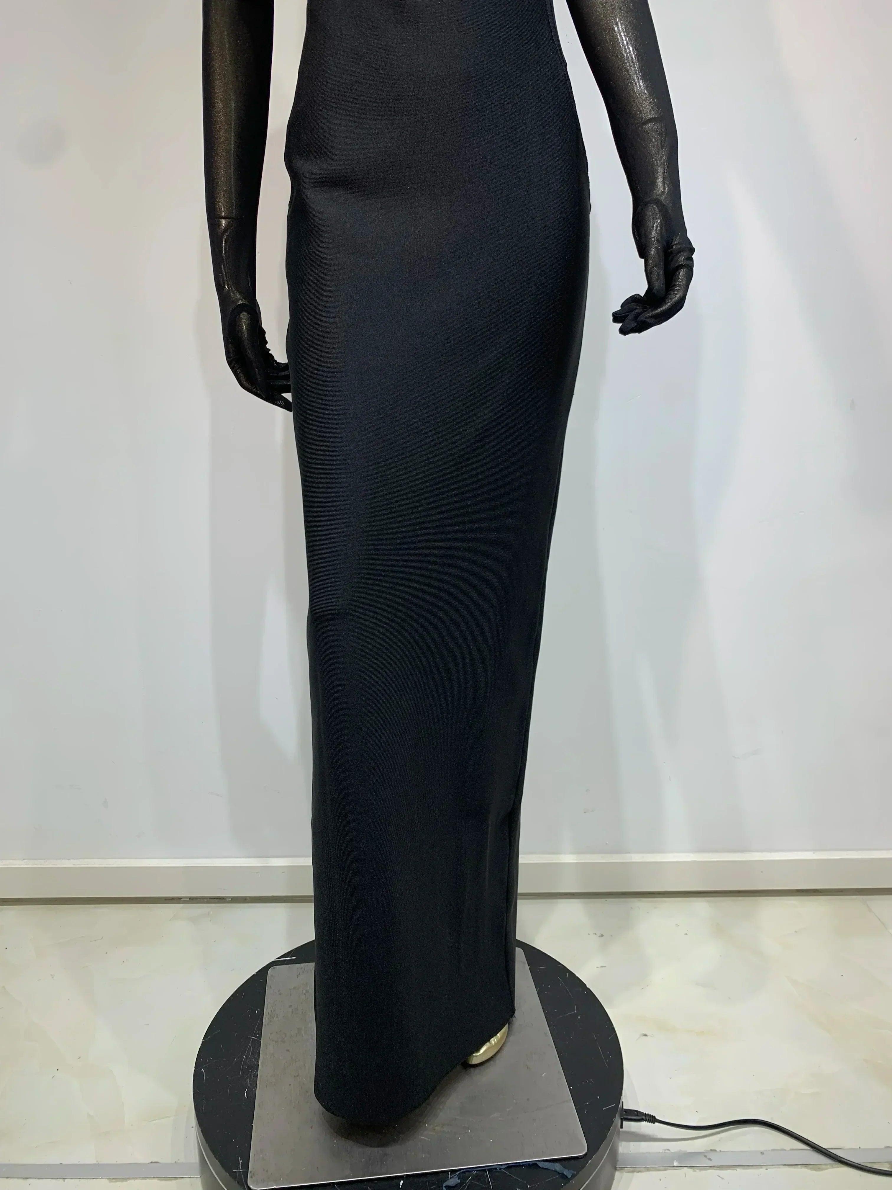 Summer Bandage Dress 2025 Women Celebrity Sexy Diamonds Crystal Black Maxi Long Bodycon Elegant Evening Club Party Dress