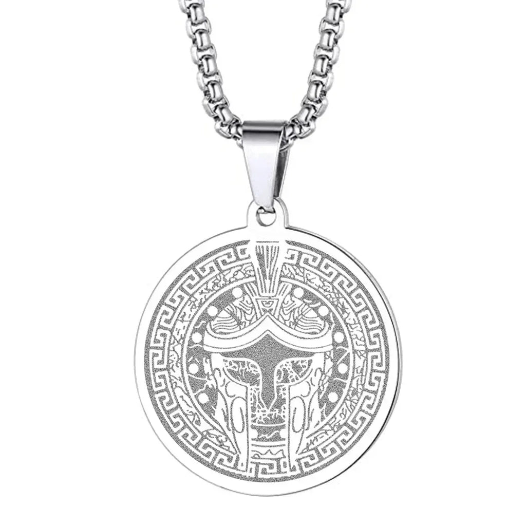 Mens Ancient Greek God Spartan Warrior Pendant Gladiator Necklace Women Mythology Spartan Helmet Charm Neck Chain Amulet Jewelry