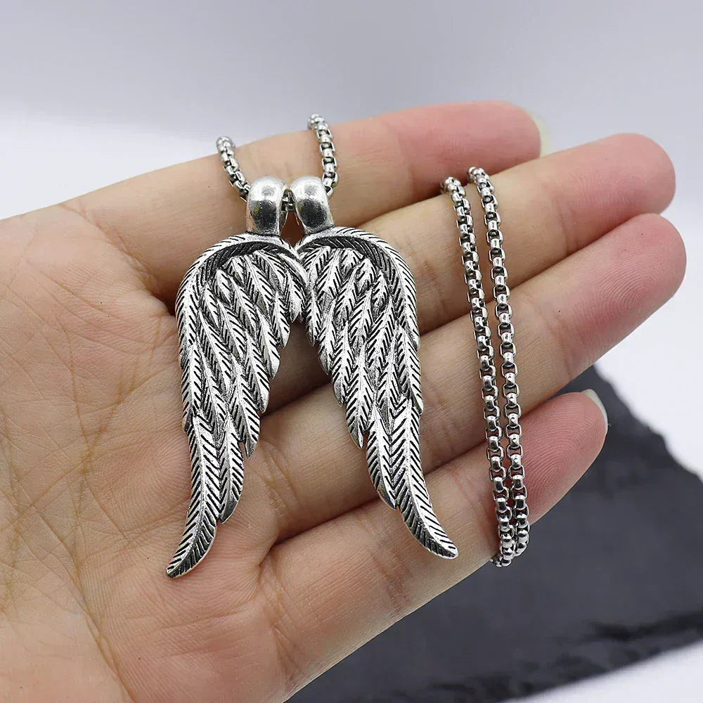 Vintage Plume Wing Necklace Hip Hop Minimalist Personality Pendant For Men Women Gift Jewelry