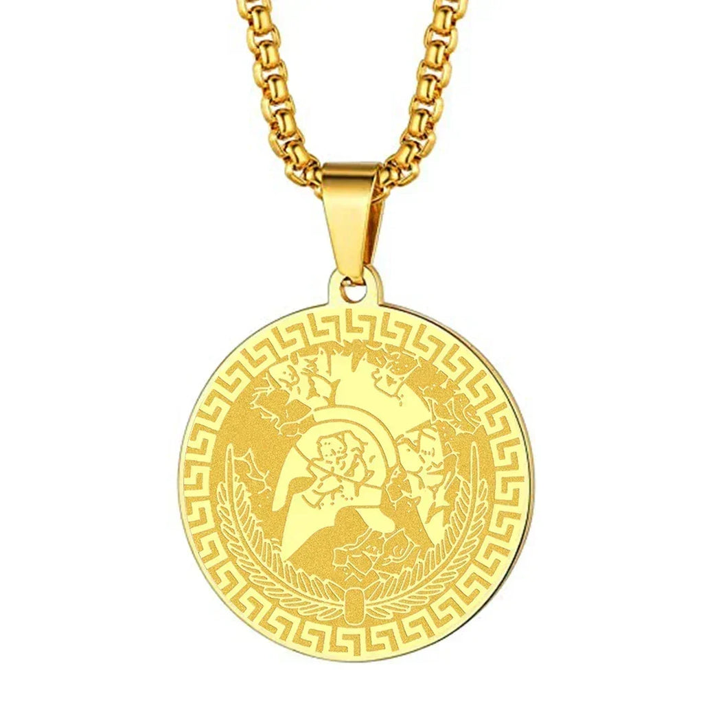 Mens Ancient Greek God Spartan Warrior Pendant Gladiator Necklace Women Mythology Spartan Helmet Charm Neck Chain Amulet Jewelry