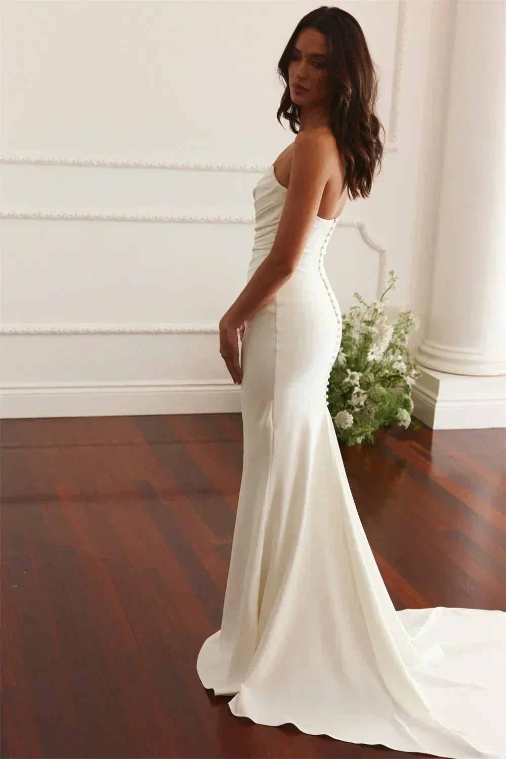 Maternity Mermaid Wedding Dress | Silk Satin Gown -femstylo