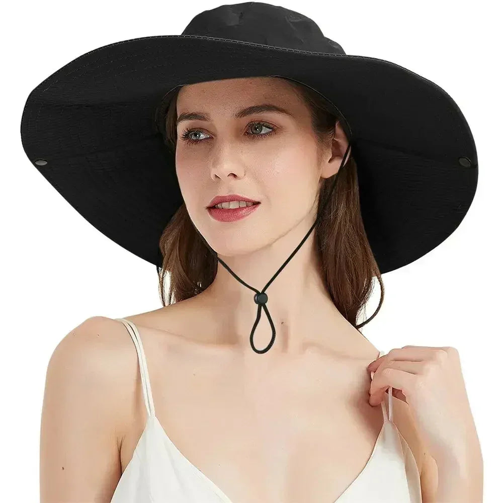 Summer Bucket Hat For Men Fisherman Cap Fishing Outdoor Sunshade Wide Visor Brim UV Sunscreen Riding Hiking Suncreen Sunhat
