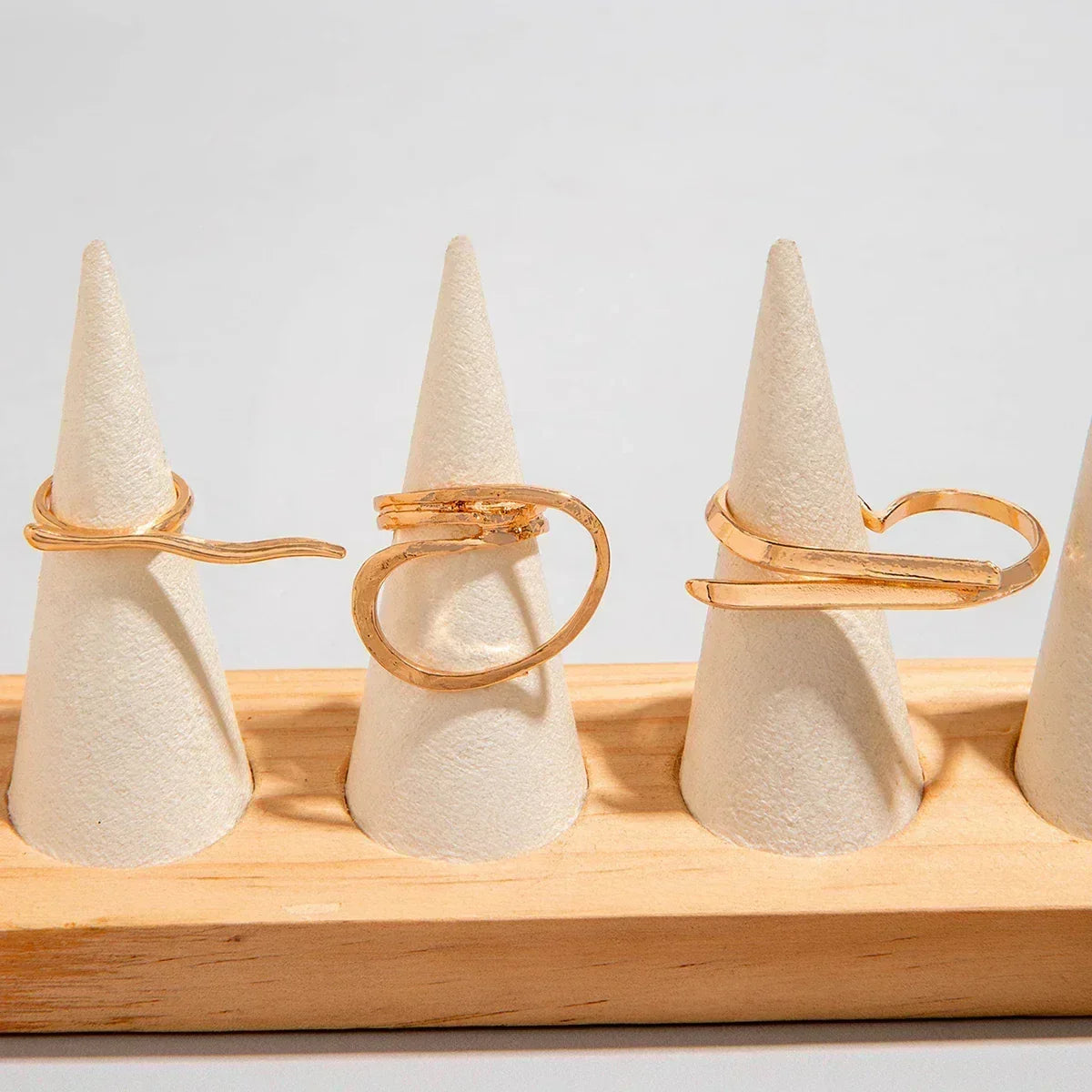 Docona Fashion Elegant Stacking Gold Colour Rings Geometric Design Ring Set Accessories Daily Festival Party Gifts 27910