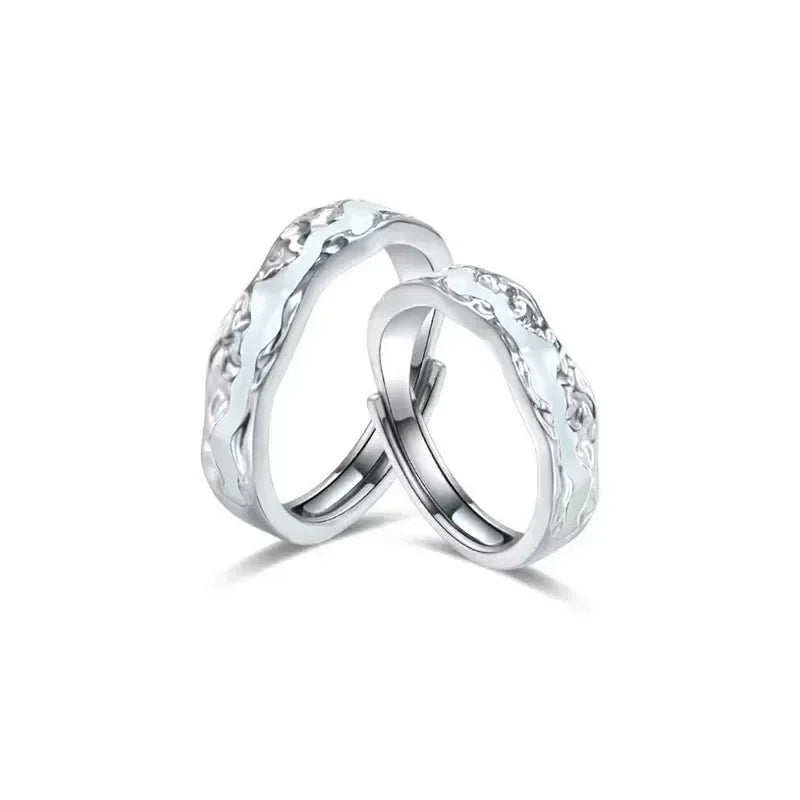 New Enamel Luminous Adjustable Finger Ring Vintage Luxury Love Couples Rings Glow In Dark Y2K Jewelry Valentine's Day Gifts