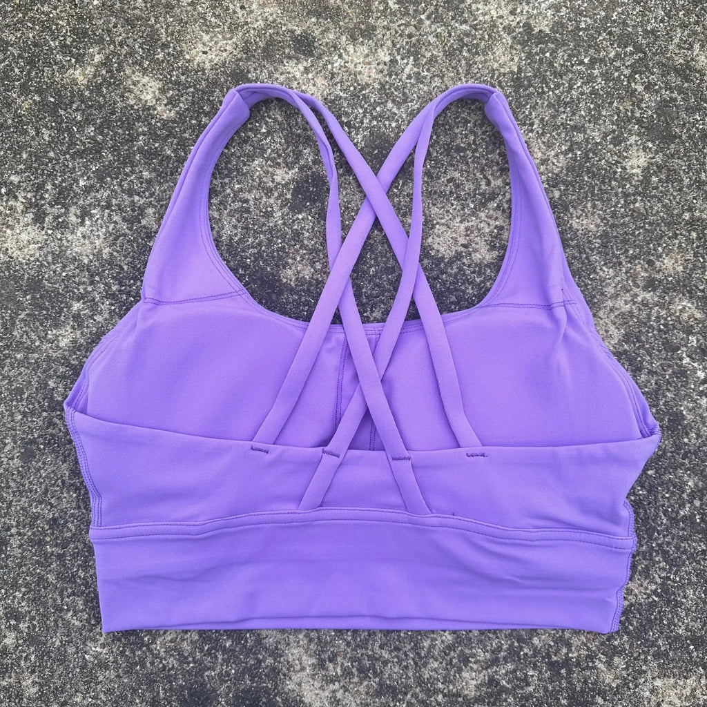 Solid Color Women Cross  Fitness sport Bra soft high strength Tight Top Comprehensive Training Gym Yoga Underwear With Chest Pad