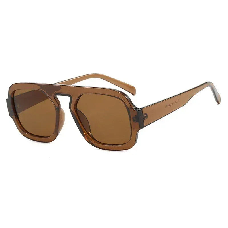 DOHOHDO 2025 Fashion Square Sunglasses Women New Retro Black Brown Thick Frame Pilot Sun Glasses Woman Chic Polygon Shades UV400