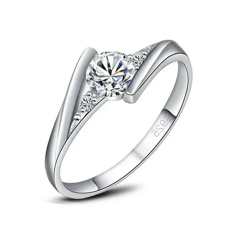 Silver Plated Stainless Steel Rings For Women | Square Cubic Zircon Ring | Jewelry Accessories Wholesale Size 5-10