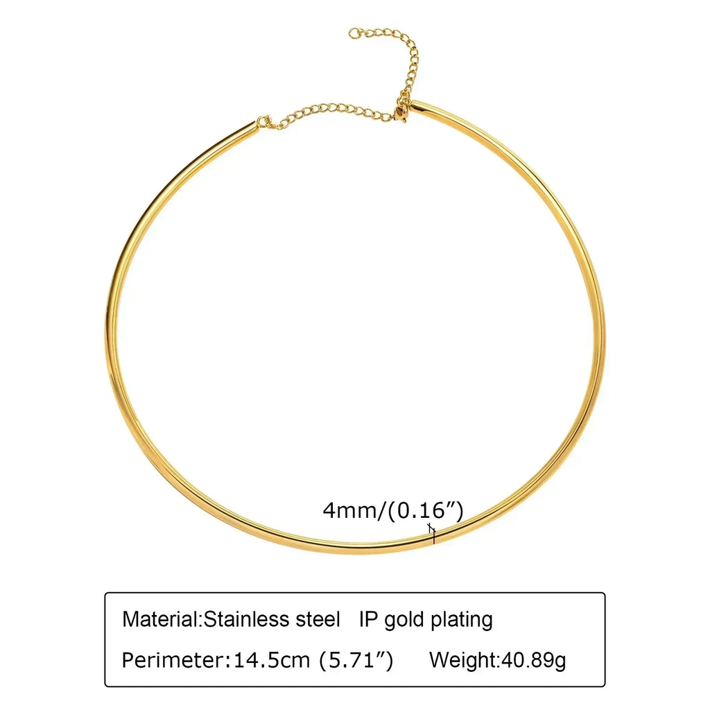 Choker Neck Cuff for Women, Open Collar Choker Torques Necklace Adjustable ,Simple Stainless Steel Jewelry
