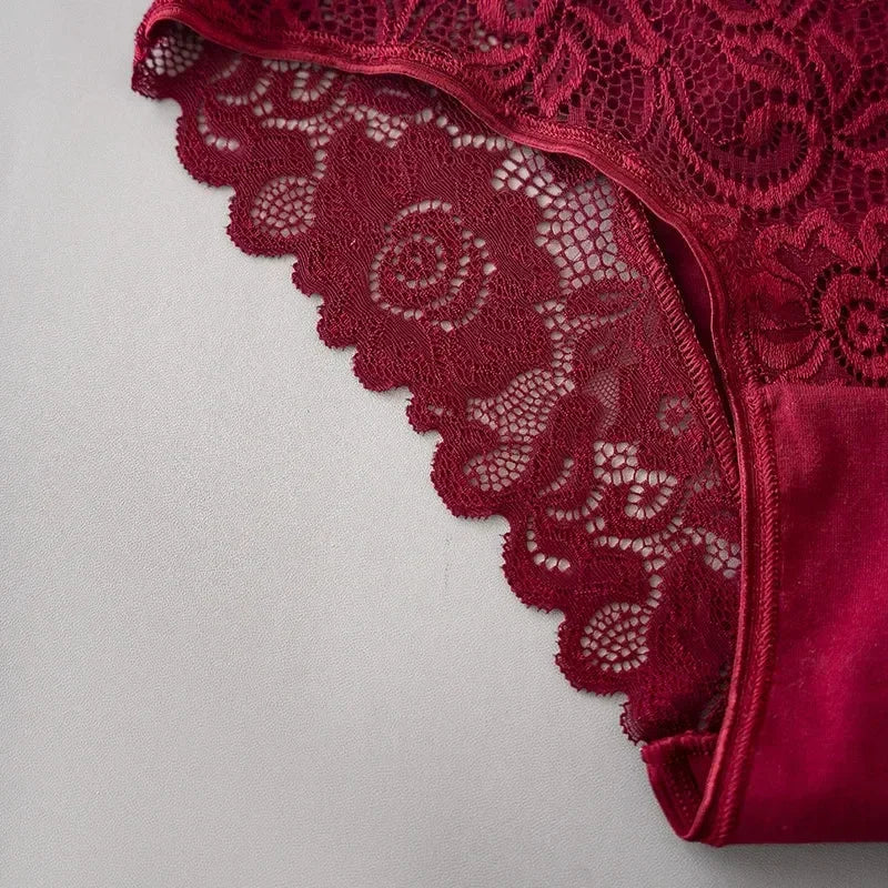 3PCS/Set Luxury Floral Embroidery Lace Panties Women Briefs Sexy Hollow Lingerie Female Underwear Ladies Breathable Underpants