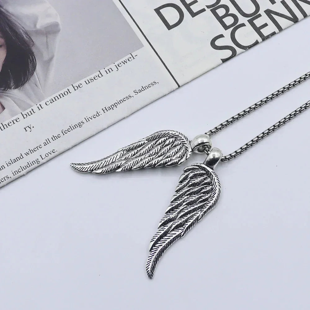 Vintage Plume Wing Necklace Hip Hop Minimalist Personality Pendant For Men Women Gift Jewelry