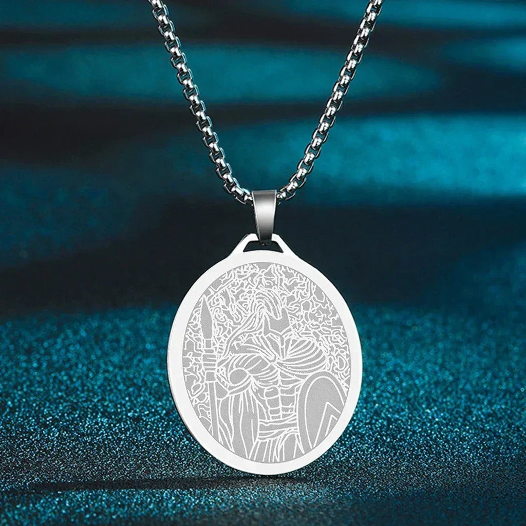 Mens Ancient Greek God Spartan Warrior Pendant Gladiator Necklace Women Mythology Spartan Helmet Charm Neck Chain Amulet Jewelry