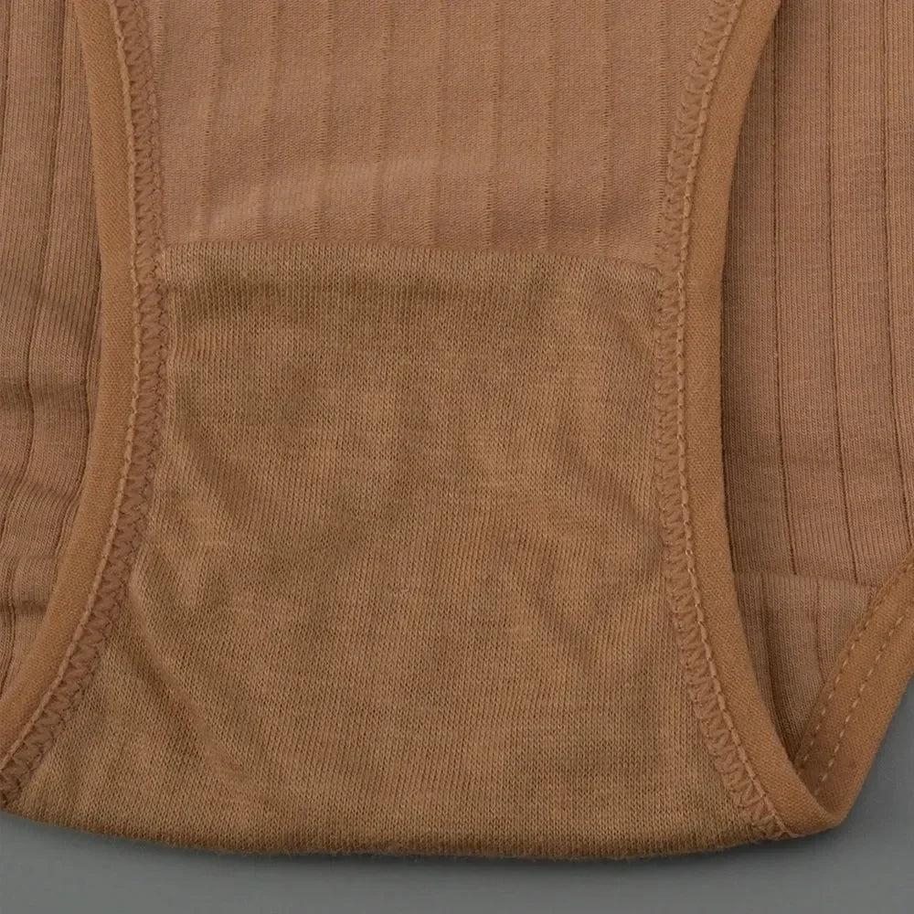 1pc Women's Cotton High Waist Panties – Vertical Stripe Plus Size Underwear Breathable Solid Lingerie Shorts Simple Lady Briefs