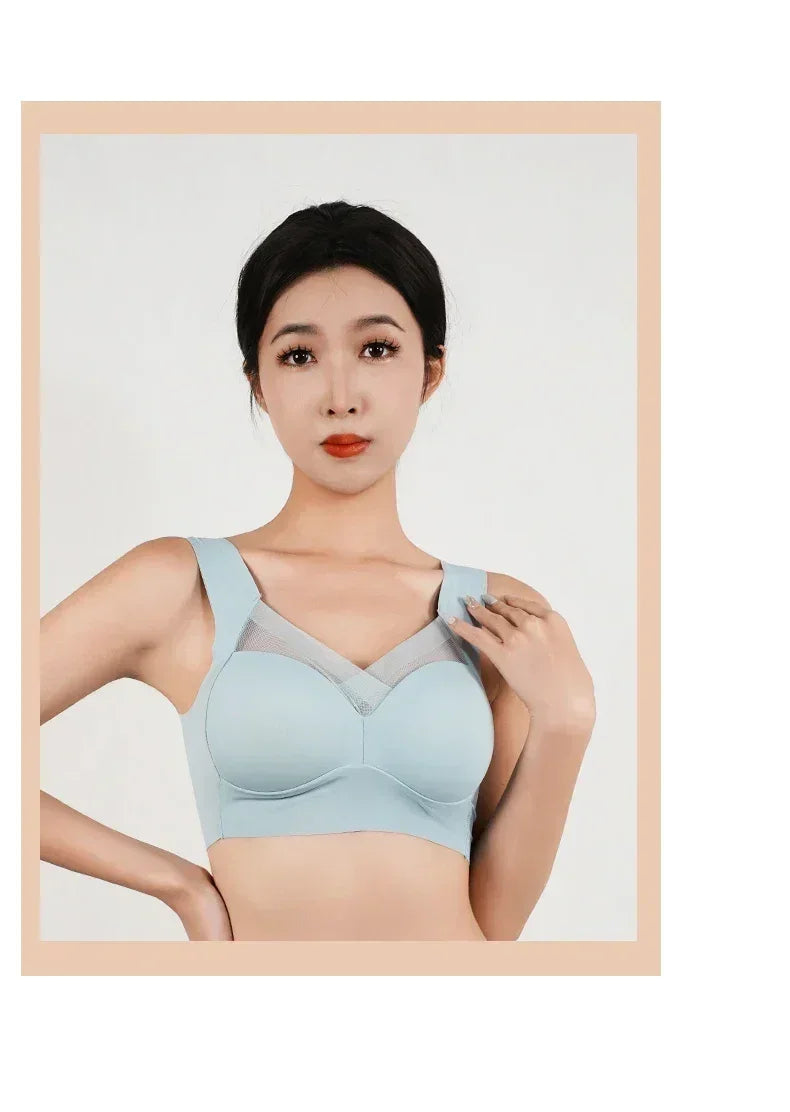 1pc Womens Ice Silk Minimizer Bras Large Size Underwear Seamless Lingerie Push Up Sport Thin Cup Sexy Mesh Yarn Bra for Women
