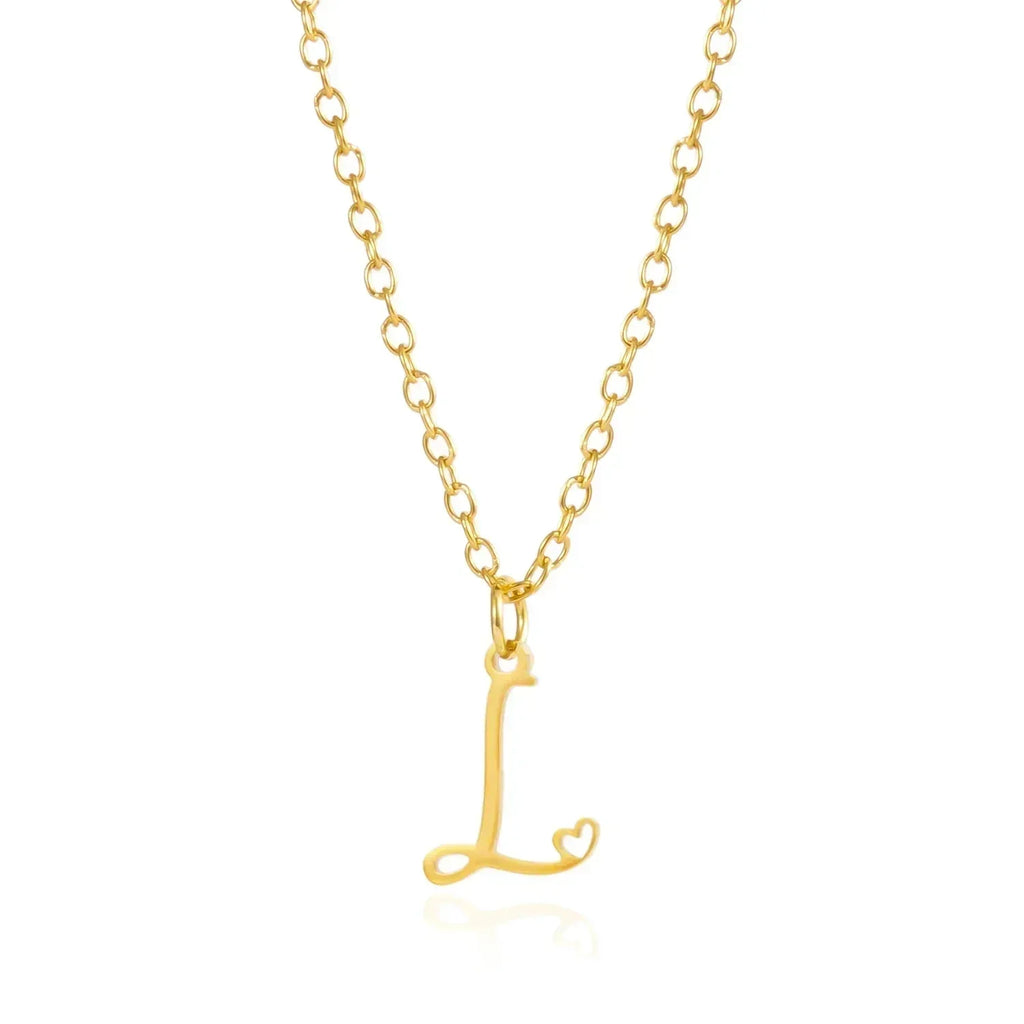 26 Initial Letters Heart Pendant Stainless Steel Necklace for Women Gold Color A-Z Alphabet Choker Chain Birthday Jewelry Gift