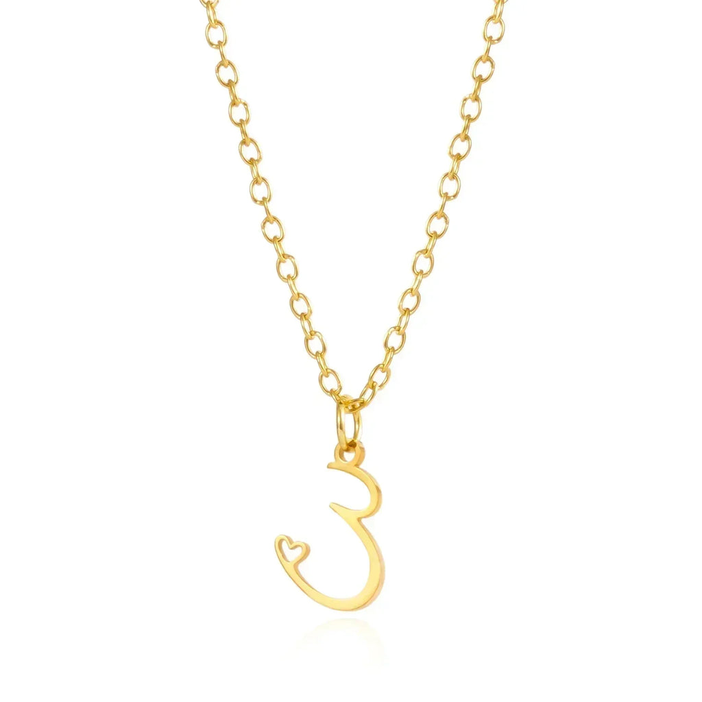 26 Initial Letters Heart Pendant Stainless Steel Necklace for Women Gold Color A-Z Alphabet Choker Chain Birthday Jewelry Gift