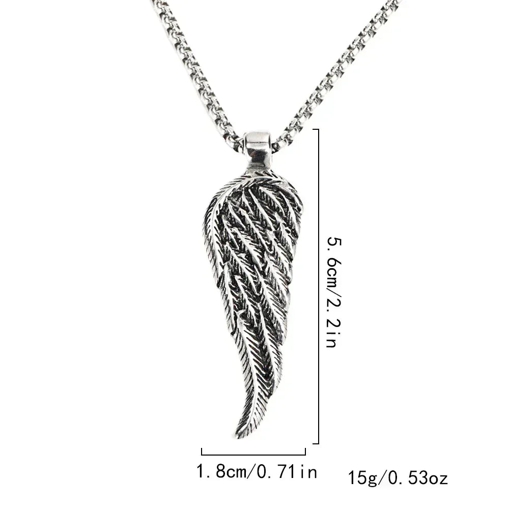 Vintage Plume Wing Necklace Hip Hop Minimalist Personality Pendant For Men Women Gift Jewelry