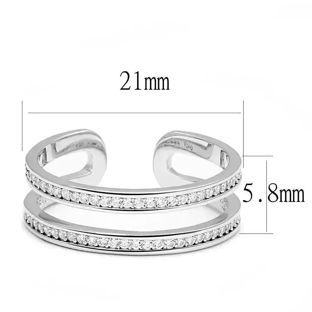 TS605 Rhodium Sterling Silver Ring – AAA Clear CZ Solitaire