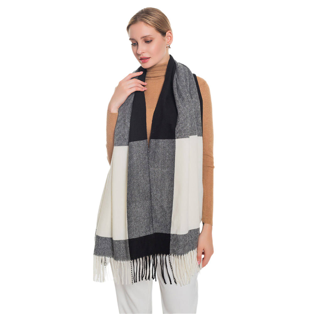 Color Block Oblong Scarf Wrap Shawl