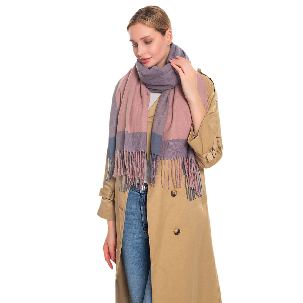 Color Block Oblong Scarf Wrap Shawl