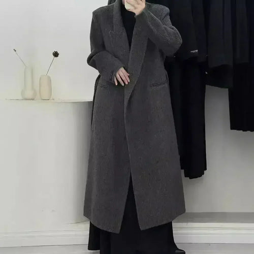 Angora Red Women's Loose Double-Sided Wool Overcoat – Elegant & Cozy