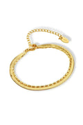 18K Gold Double Chain Bracelet - Flat & Link Style Adjustable Bangle | Femstylo