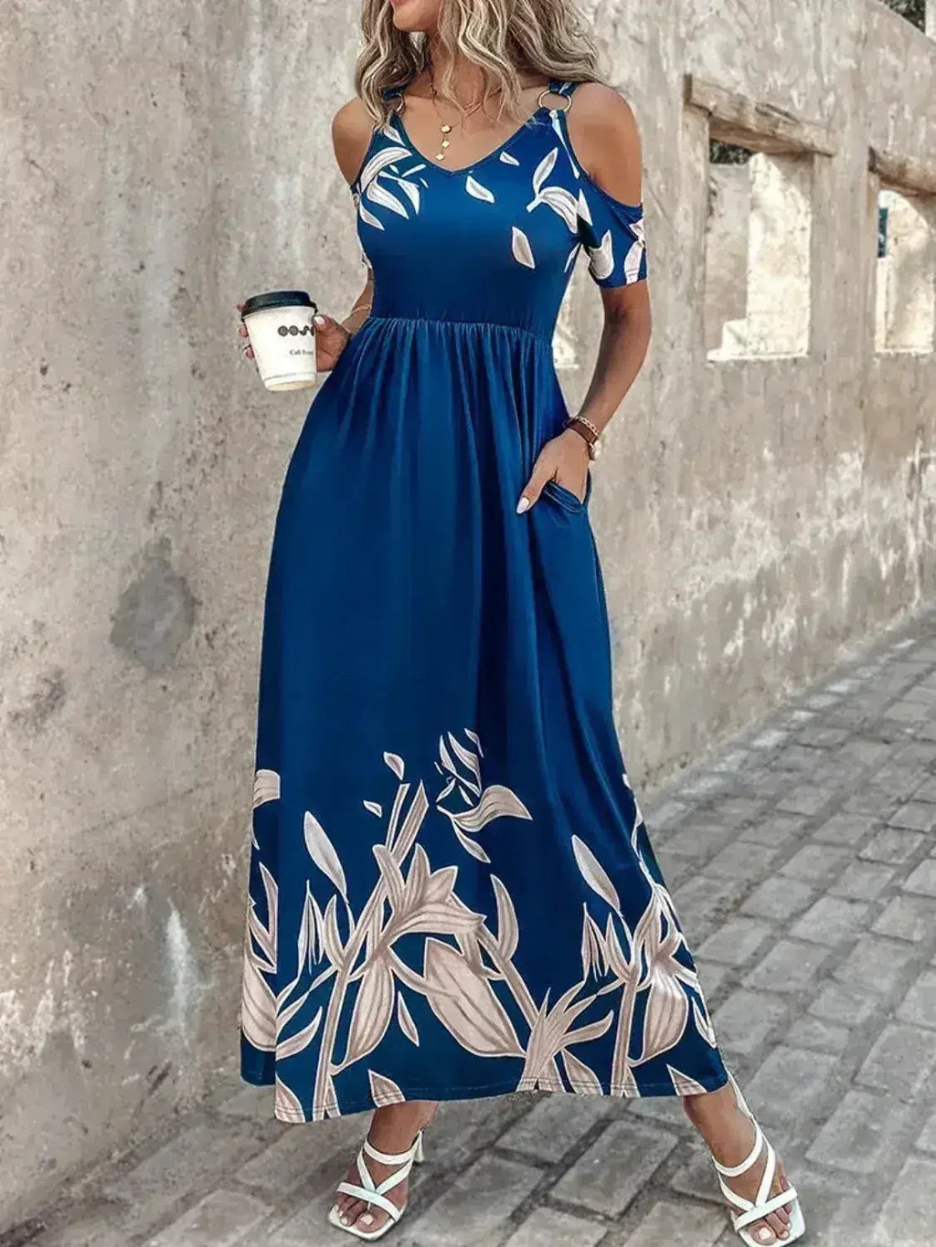 Printed Cold Shoulder Dress