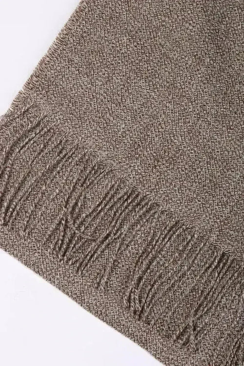 Brown ruffled alpaca wool scarf
