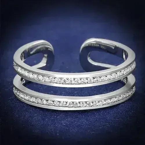 TS605 Rhodium Sterling Silver Ring – AAA Clear CZ Solitaire